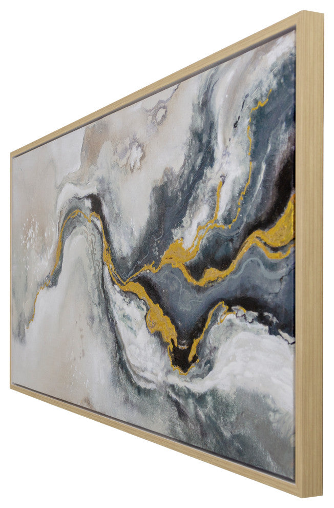 'Fluid Motion II', 55"x27", Wall Art Hand Painted on Canvas, Framed