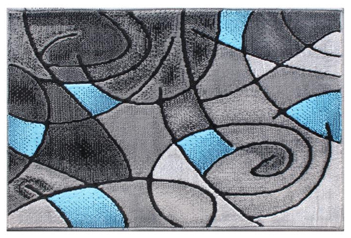 Jubilee Collection Modern Abstract Pattern Area Rug, Blue, 2' X 3'
