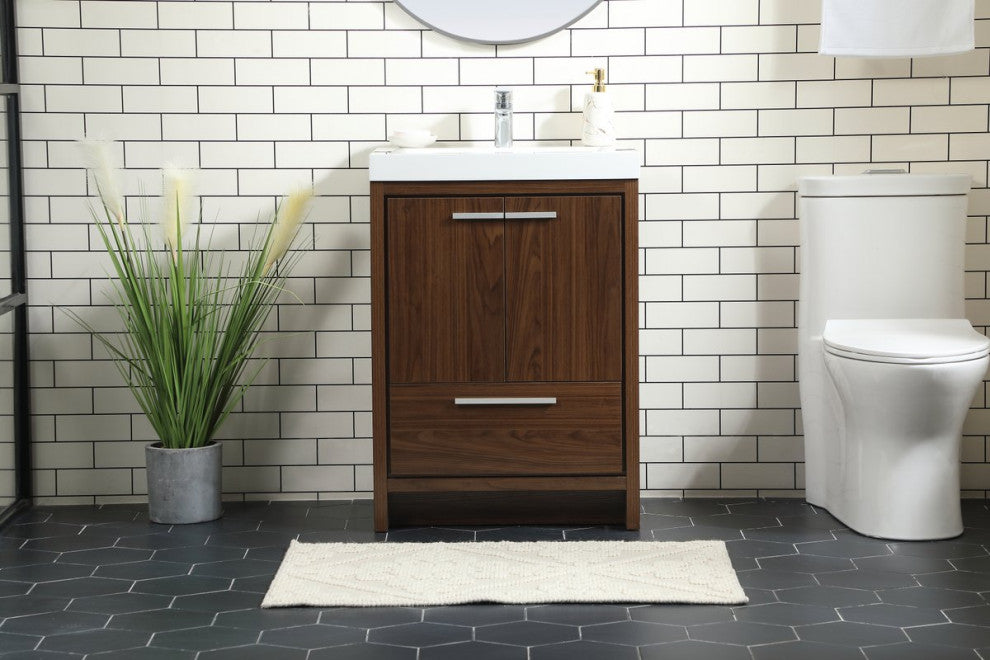 Walker 24" Single Bathroom Vanity, Walnut