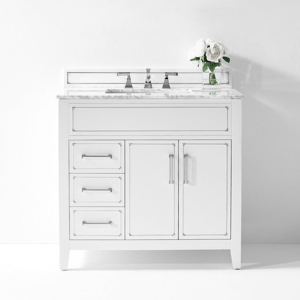 Aspen Bathroom Vanity Set, White, 36"