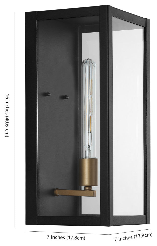 Berlin 7" 1-Light Iron/Glass Modern Industrial LED Outdoor Lantern, Black