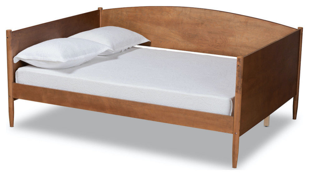 Lachlan Mid-Century Modern Farmhouse Ash Walnut Finish Wood Full Daybed