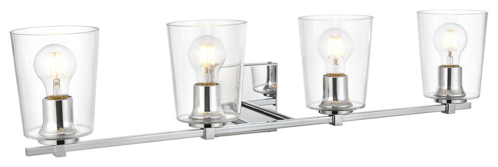 4 Light Chrome And Clear Bath Sconce