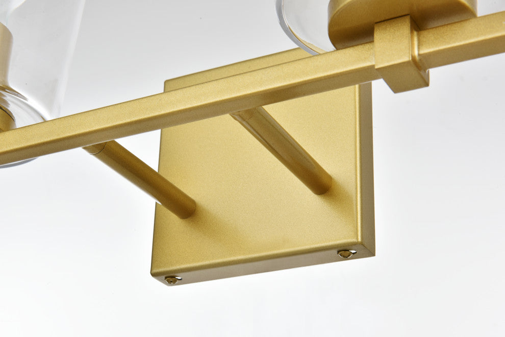 4 Light Brass And Clear Bath Sconce