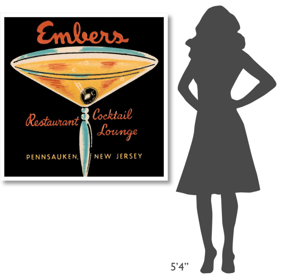 "Embers Restaurant Cocktail Lounge" Paper Print by Vintage Booze Labels, 42"x42"