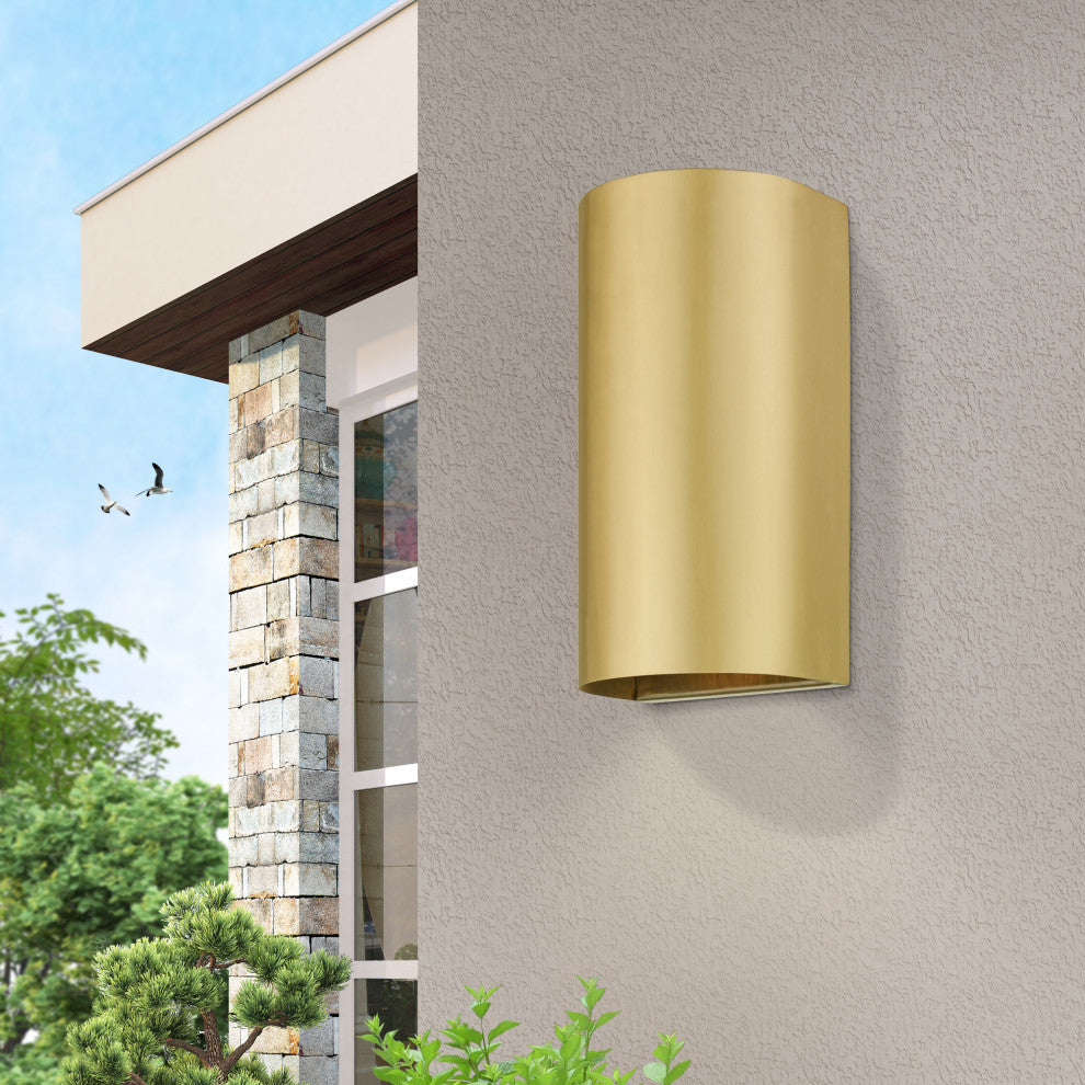 Bond 1 Light Satin Gold Outdoor/Indoor ADA Medium Sconce