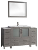 Vanity Art Single Vanity Set With Ceramic Top, 60", Gray, Standard Mirror