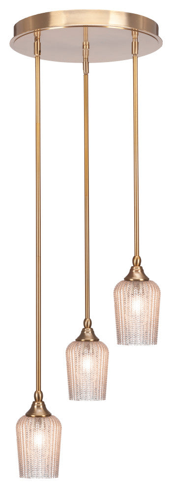 Empire 3-Light Cluster Pendalier, New Age Brass/Silver Textured