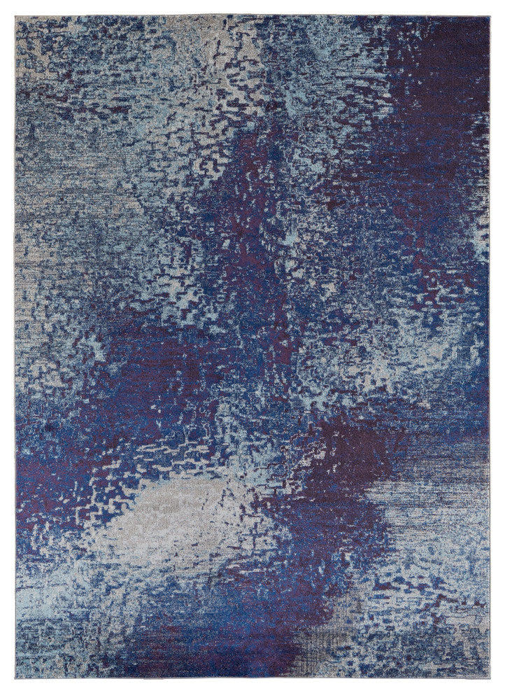 Weave & Wander Adelmo Abstract Contemporary Rug, Blue/Purple, 7'10"x10'