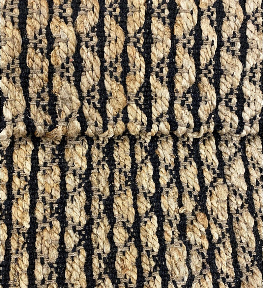7" x 9" Tan and Black Ornate Geometric Area Rug