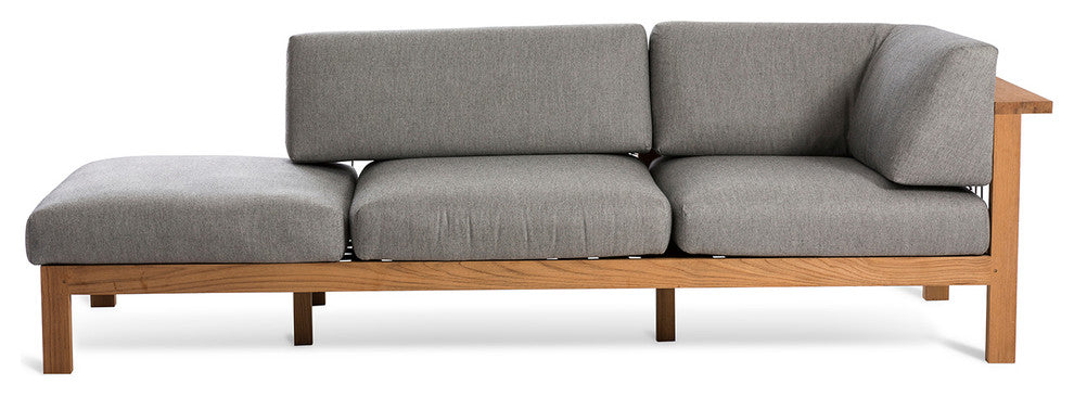OASIQ MARO Chaise Lounge With Decorative Pillows, Charcoal Chine, Right Arm