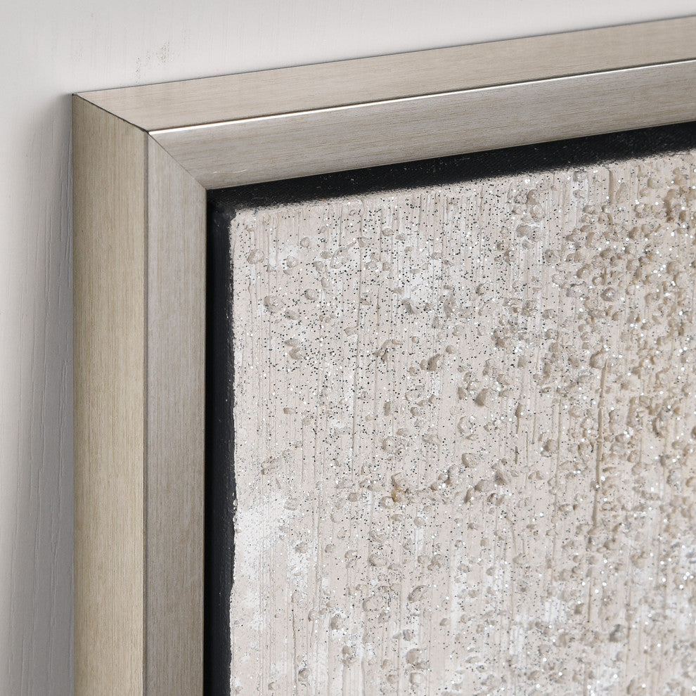 Silver Field Textured Metallic Hand Painted Abstract Wall Art by Martin Edwards