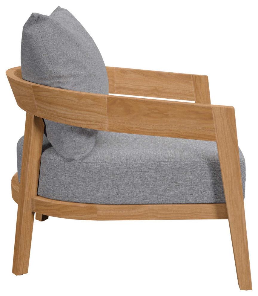 Brisbane Teak Wood Outdoor Patio Armchair, Natural Gray