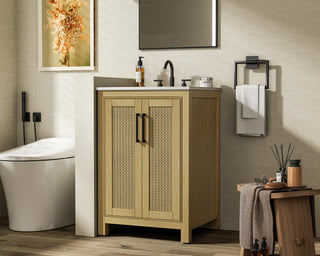 Home Living 24" Single Bathroom Vanity, Linen Oak