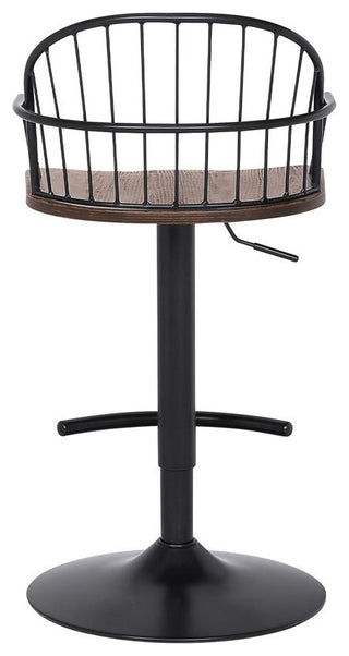Edward Adjustable Walnut Glazed Barstool in Black Powder Coated Finish