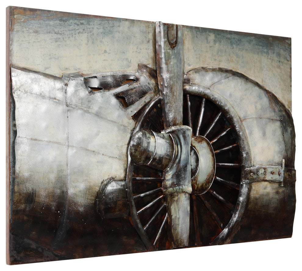 Fly Away Primo Mixed Media Hand Painted Iron Wall Sculpture, 32"x 48"