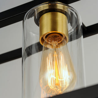 Maxim 2644 Capitol 4 Light 13"W Linear Chandelier - Black / Antique Brass