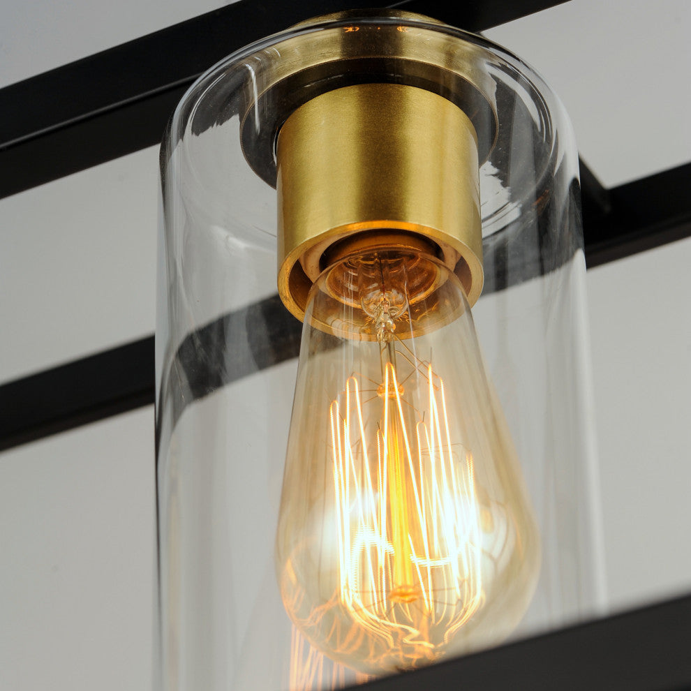 Maxim 2644 Capitol 4 Light 13"W Linear Chandelier - Black / Antique Brass