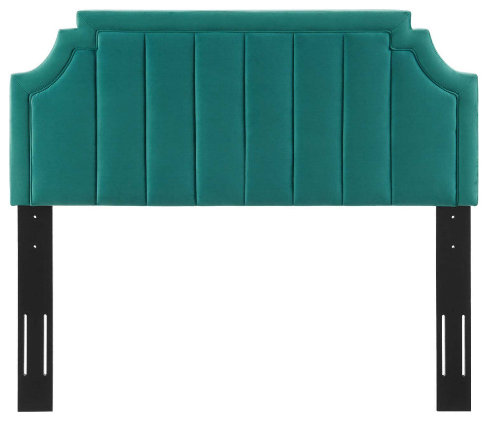 Tufted Headboard, Full Queen Size, Velvet, Teal Blue, Modern Contemporary
