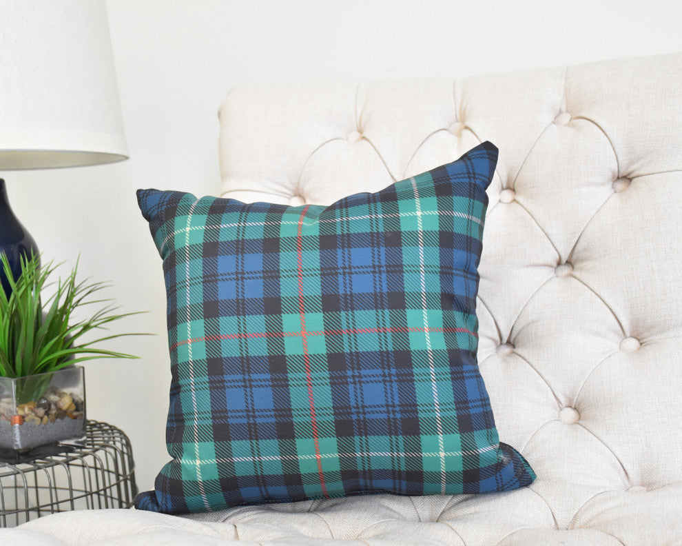 Tartan Plaid 26" Navy Blue Holiday Print Decorative Throw Pillow