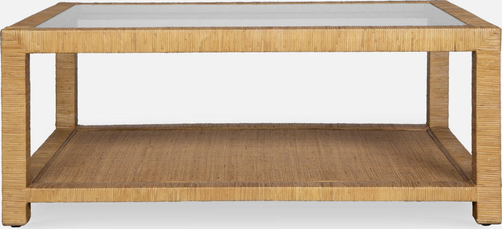 Uttermost 50050 Kensing 42"W Mango and Rattan Table - Natural / Clear