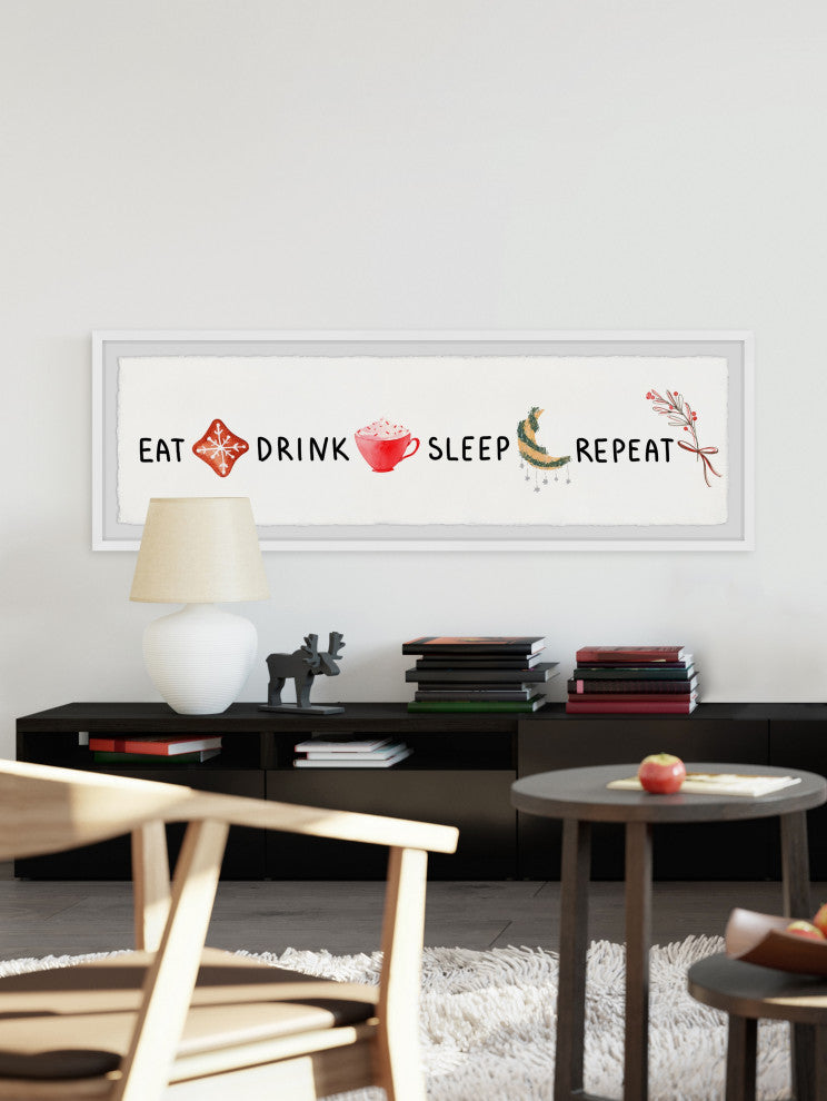 "Eat Drink and Sleep" Framed Painting Print, 45x15