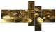 Golden Curly Abstract 3D Design, Abstract Canvas Art Print, 60"x32", 5 panels