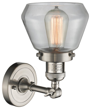 Fulton 1-Light Sconce, Clear Glass, Satin Brush Nickel