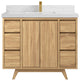 Madison Teak 42 Single Sink Bath Vanity in Light Natural 2" Calacatta Laza
