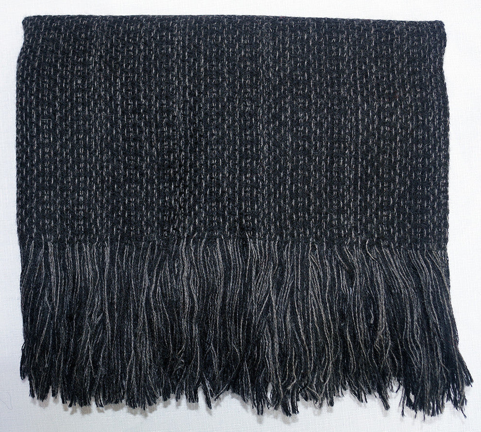 Alpaca and Wool Silky Soft Throw Blanket, Black