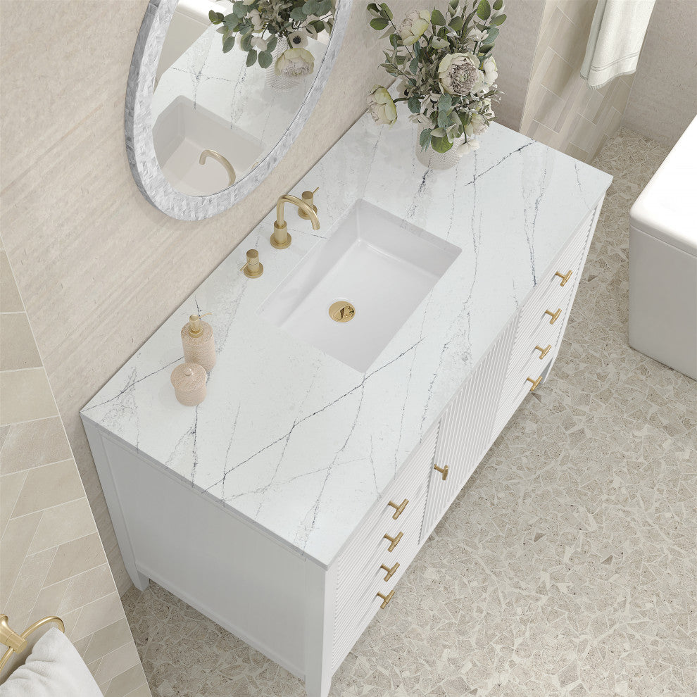 Myrrin 48" Vanity, Bright White, 3 CM Ethereal Noctis Top