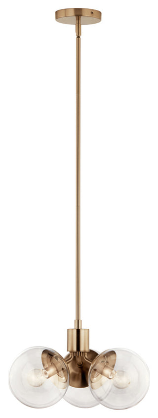 Silvarious 16.5" 3 Light Convertible Pendant, Champagne Bronze, Clear Glass