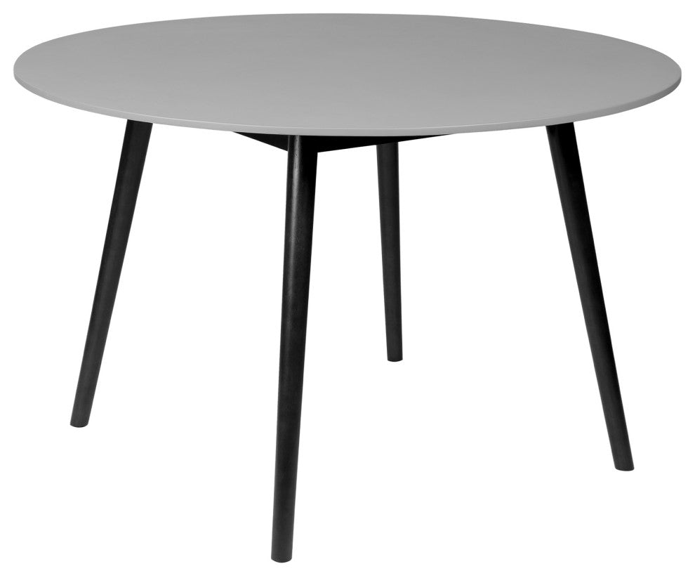 Sydney Outdoor Patio Round Dining Table, Black Eucalyptus and Gray Stone