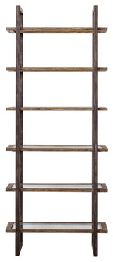 Modern Glass Wood Iron 6 Shelf Etagere Minimalist Simple Open Industrial