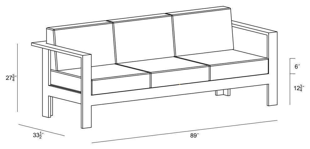 Ando Teak Sofa, Canvas Flax