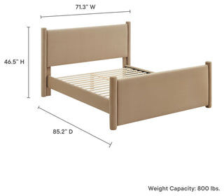 Rael Performance Velvet Queen Platform Bed, Taupe