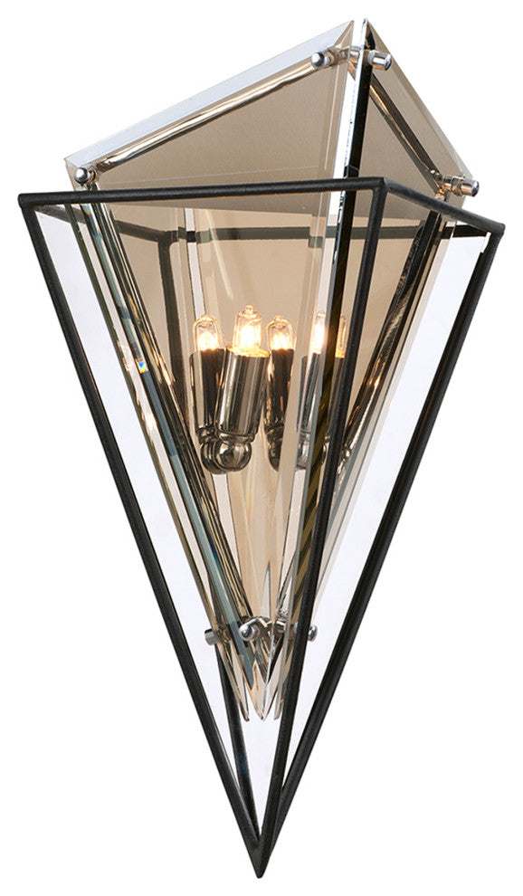 Epic, Wall Sconce, Forged Iron Finish, Plated Topaz Glass