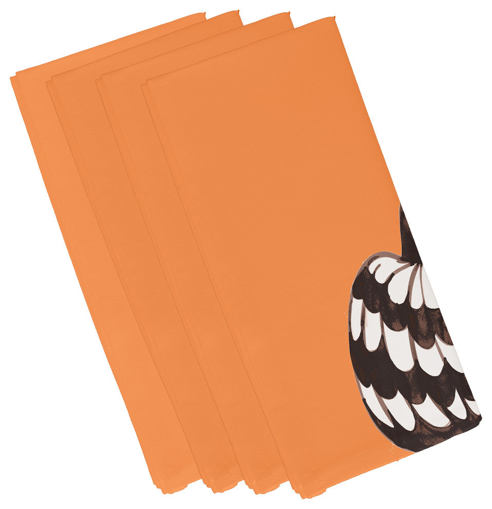 Pumpkin Single 19" Orange Halloween Print Napkin, Set of 4