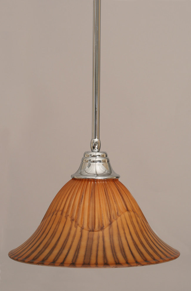 Stem Pendant In Chrome, 14" Tiger Glass