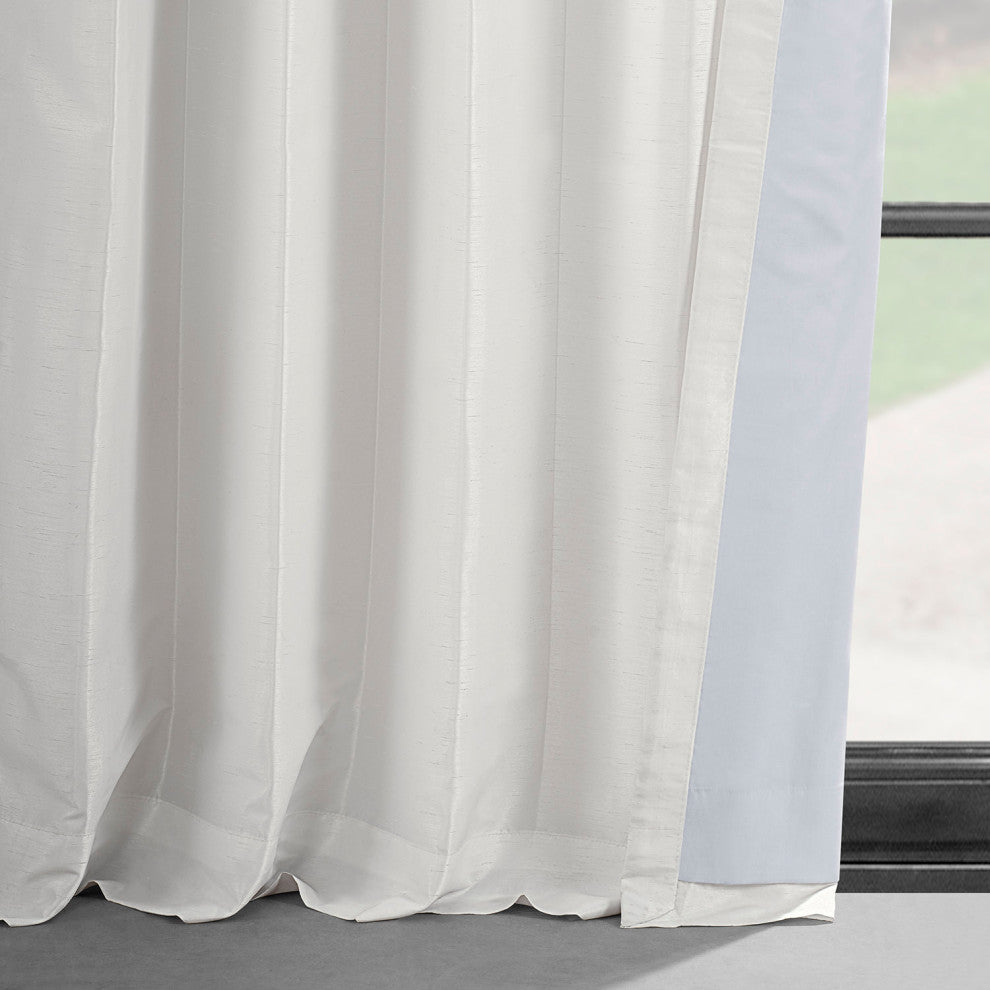Off White Textured Vintage FauxDupioni Silk Curtain Single Panel, 50"x120"