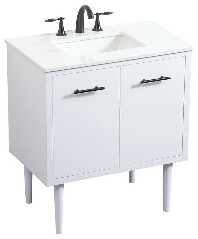 Home Living 19" Midcentury Modern White-Light Bathroom Vanity