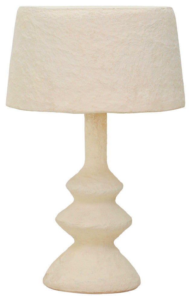 Cream Cotton Mache Table Lamp