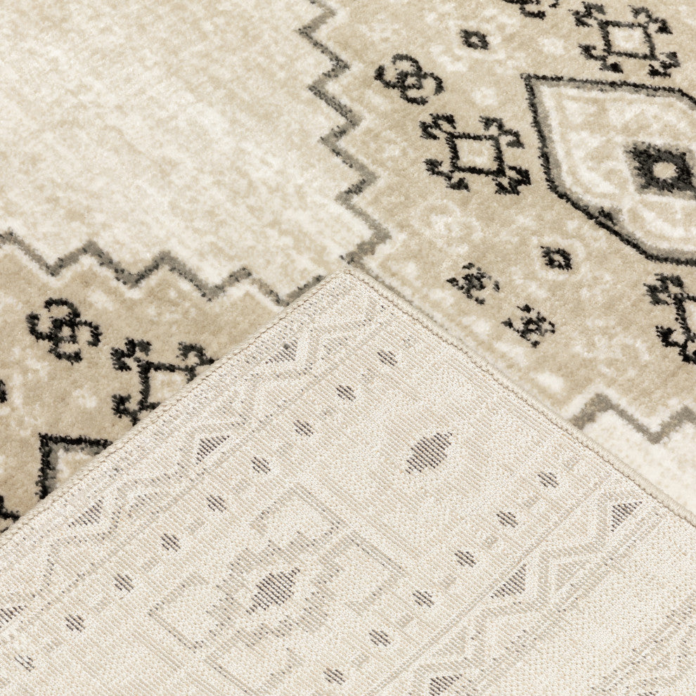 Garson Border Diamonds Area Rug, Ivory, 9'10"x12'10"