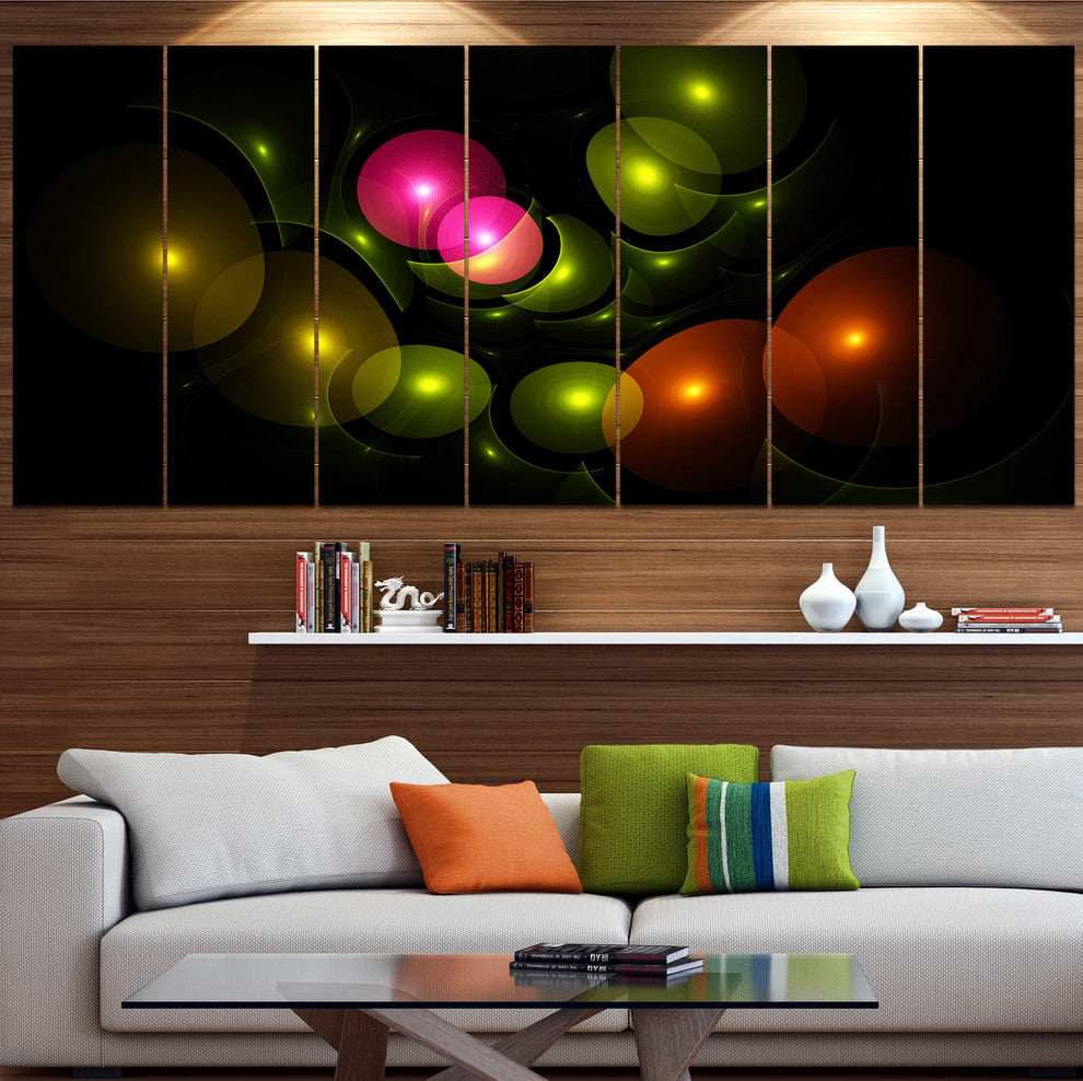 Multi Color 3D Surreal Circles, Abstract Wall Art Canvas, 83"x32", 7 Panels