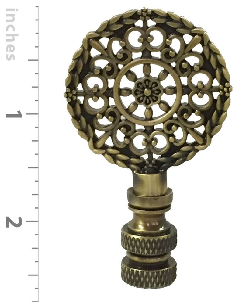 Royal Designs Mandala Filigree Finial, Antique Brass, Single