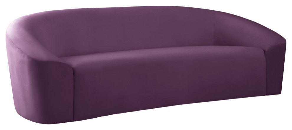 Riley Velvet Upholstered Rounded Sofa, Purple