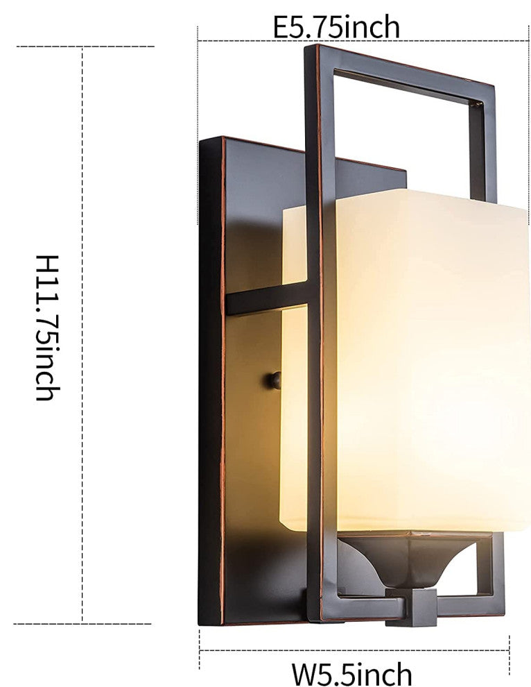 Vintage Wall Sconce With Bronze Finish Glass Vanity Wall Light Fixture