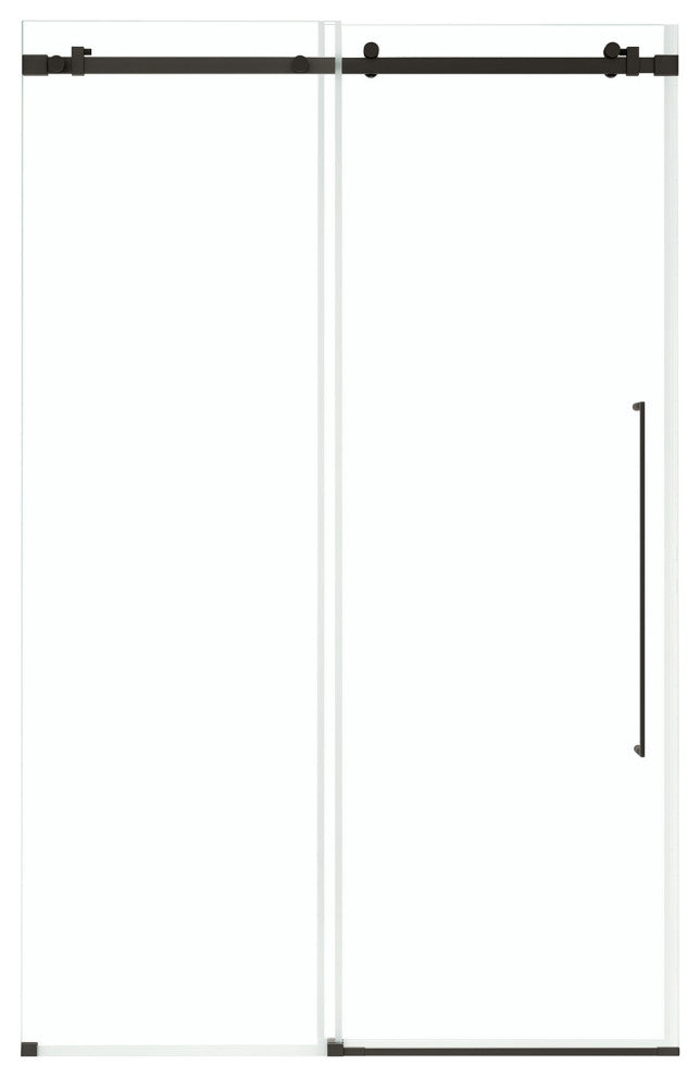 Selby Frameless Sliding Clear Alcove Shower Door, Black, 48"