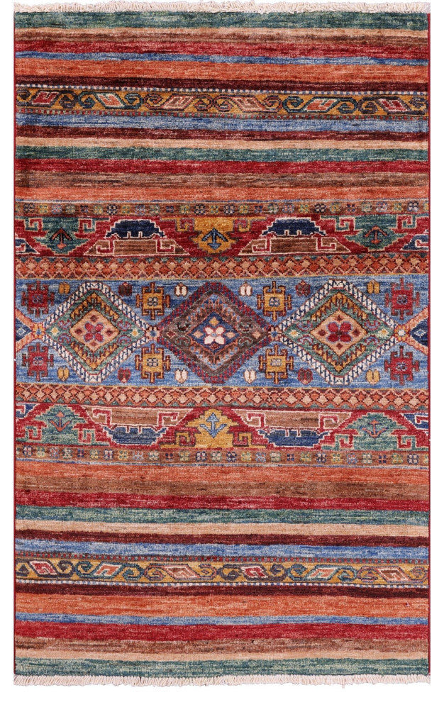 2' 7" X 4' 1" Khorjin Super Kazak Hand-Knotted Wool Rug - Q12344