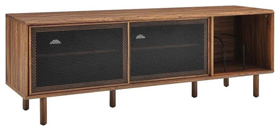 Modway Kurtis MDF Particleboard TV and Record Stand for TVs up to 65" in Walnut
